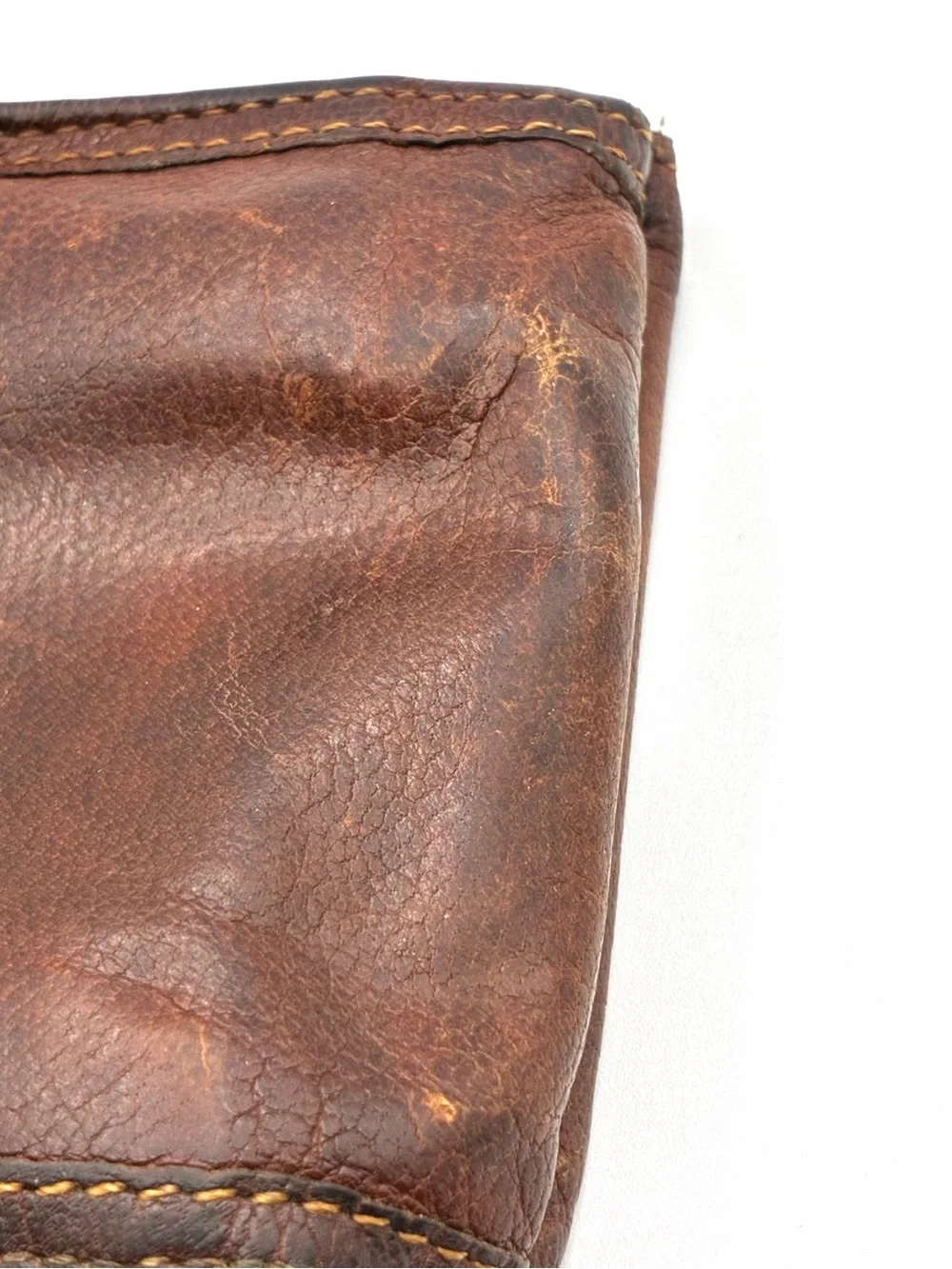 Vintage Original Taxi Wallet Brown Distressed Leather Coin Purse Snap Closure